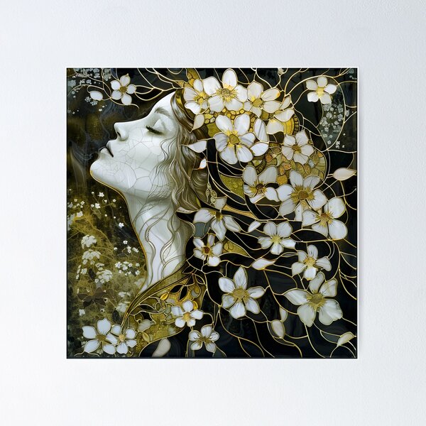 Item preview, Woman with floral headpiece in an intricate design designed and sold by Artessie.