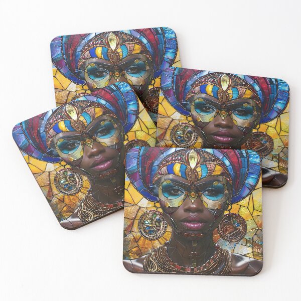 Item preview, Vibrant stained glass art showcasing colorful African woman  designed and sold by Artessie.