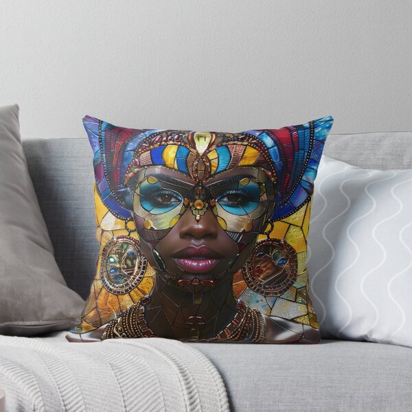 Item preview, Vibrant stained glass art showcasing colorful African woman  designed and sold by Artessie.