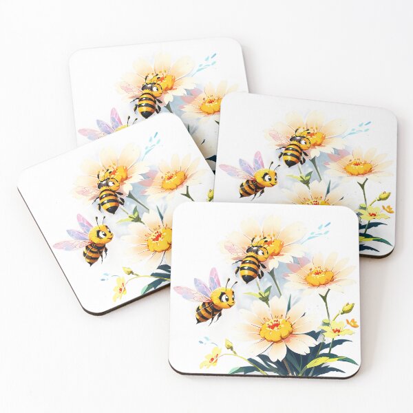 Item preview, bees on daisies designed and sold by eriktartufo.