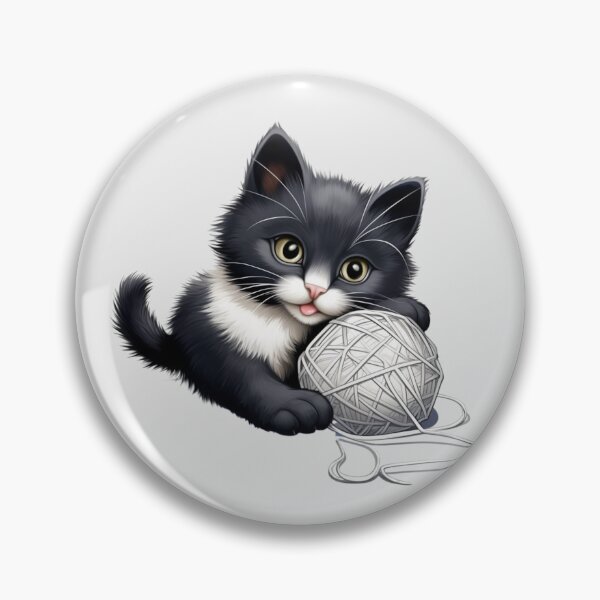 Item preview, the best black cute Cat Playing Yarn Ball designed and sold by mando24895.