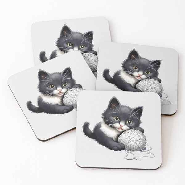 Item preview, the best black cute Cat Playing Yarn Ball designed and sold by mando24895.