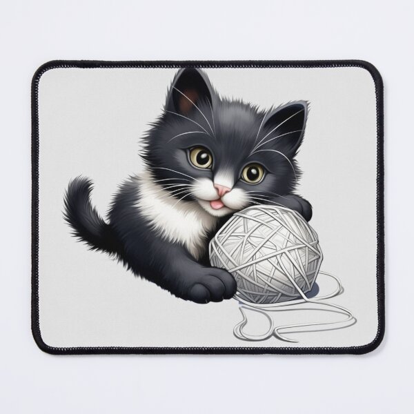 Item preview, the best black cute Cat Playing Yarn Ball designed and sold by mando24895.