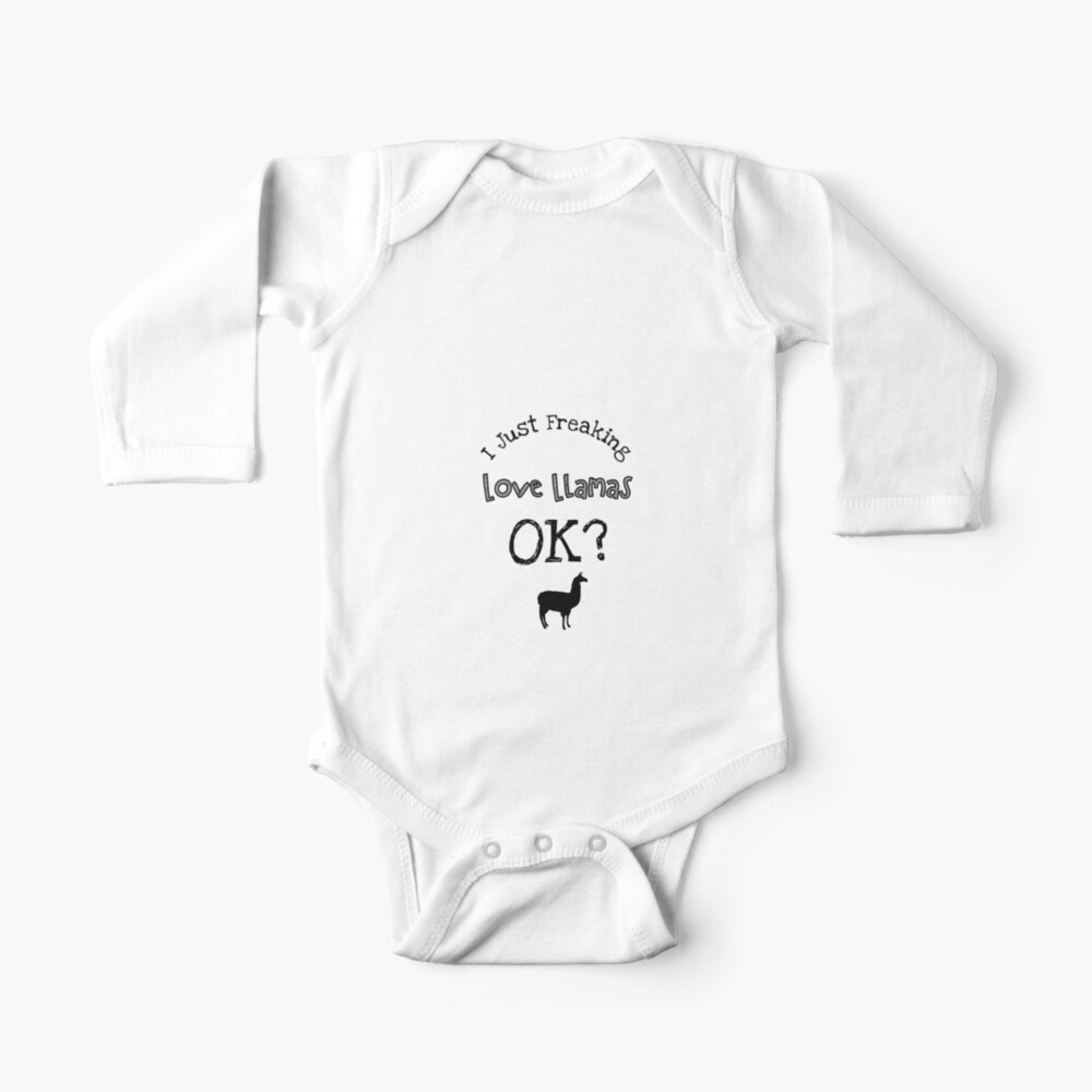 I Just Freaking Love Llamas Okay Printed Baby Bodysuit Long Sleeve Pajamas Black