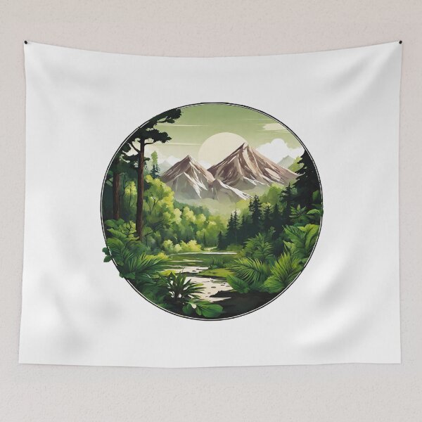Item preview, Circular Mountain Forest Jungle Landscape 5 designed and sold by Tom-Johnson.