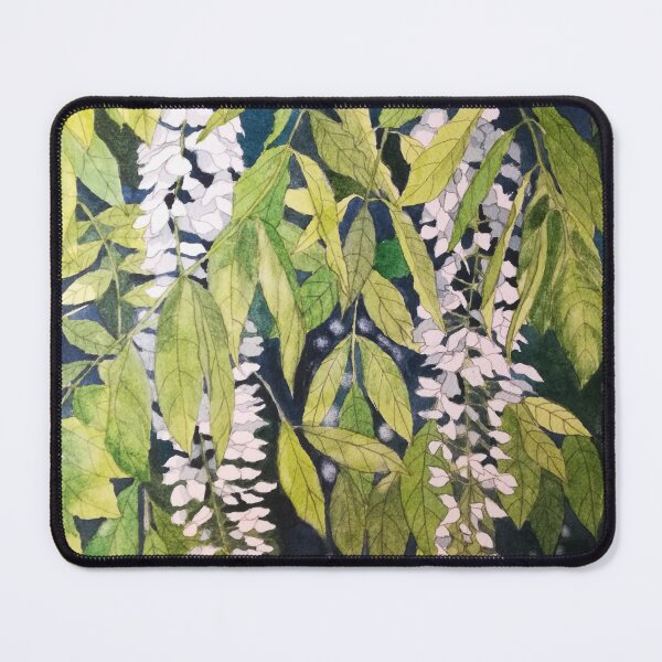 Item preview, White wisteria watercolour painting designed and sold by esvb.