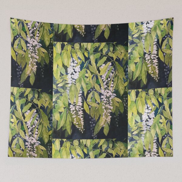Item preview, White wisteria watercolour painting  designed and sold by esvb.