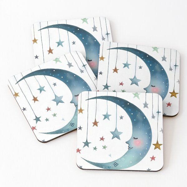 Item preview, Whimsical moon and stars designed and sold by LittleTwichArt.