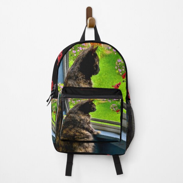 Item preview, Cat Watches Cardinal At Window, brushed art designed and sold by kristalcurt.