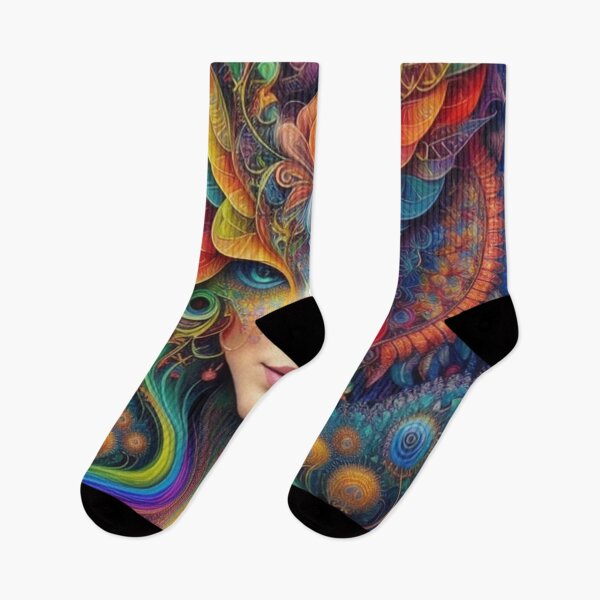 Item preview, Psychedelic Enchantment Vivid Woman's Face In Surreal Colors designed and sold by EnchantedVista.