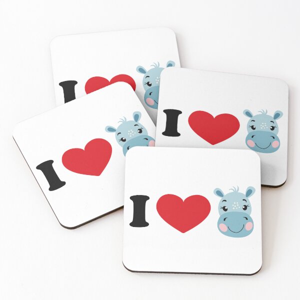 Item preview, I love hippo - with a cute hippo face art designed and sold by EmeraldeaArt.