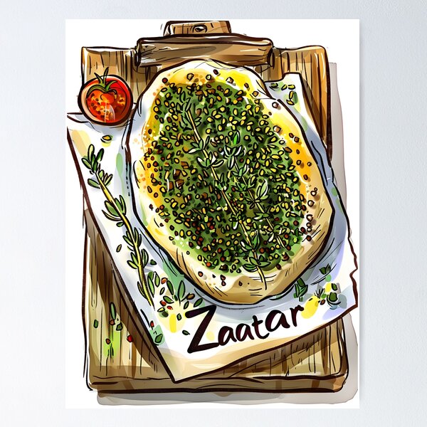 Item preview, Manakeesh AI Art Magic مناقيش زعتر زيت زيتون: The Aromatic Flavorful Tradition of Middle Eastern Zaatar Bread designed and sold by FUNqoosh.