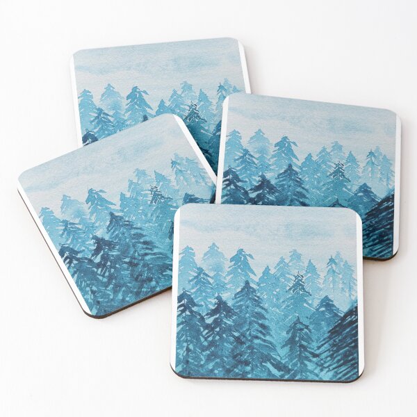 Item preview, Handmade watercolour painting of misty pine forest designed and sold by Varun Bhalerao.