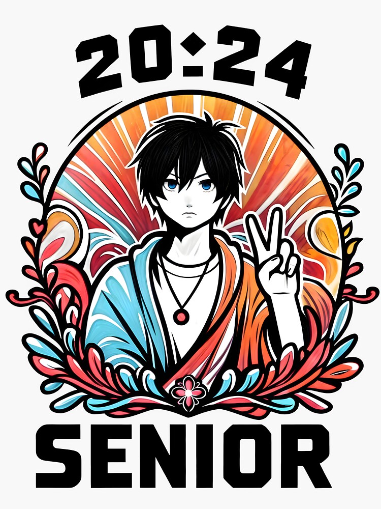 Thumbnail 3 of 3, Sticker, Senior 2024 Anime Design designed and sold by Vashy56.