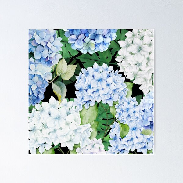 Item preview, Blue and White Hydrangea designed and sold by aboniteblanc.