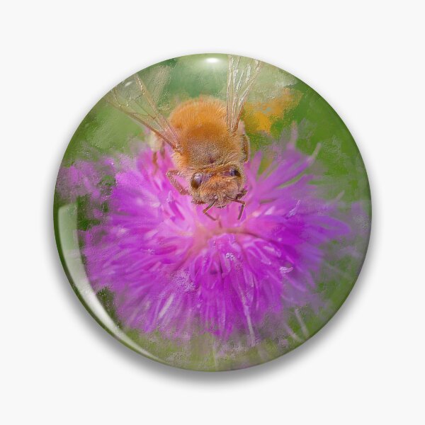 Artikelvorschau, Biene auf einer Distel impressionistische Malerei entworfen und verkauft von vagabondgal.