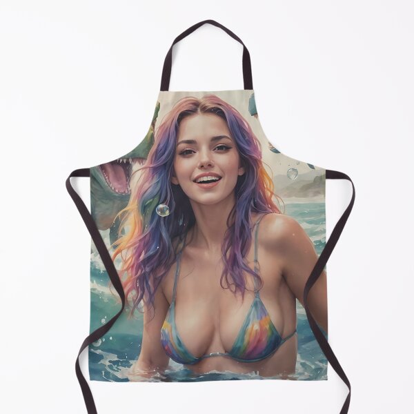 Item preview, Waifu Girl in Bikini Bathing on the Beach with Dinosaurs designed and sold by UpstreamColor.