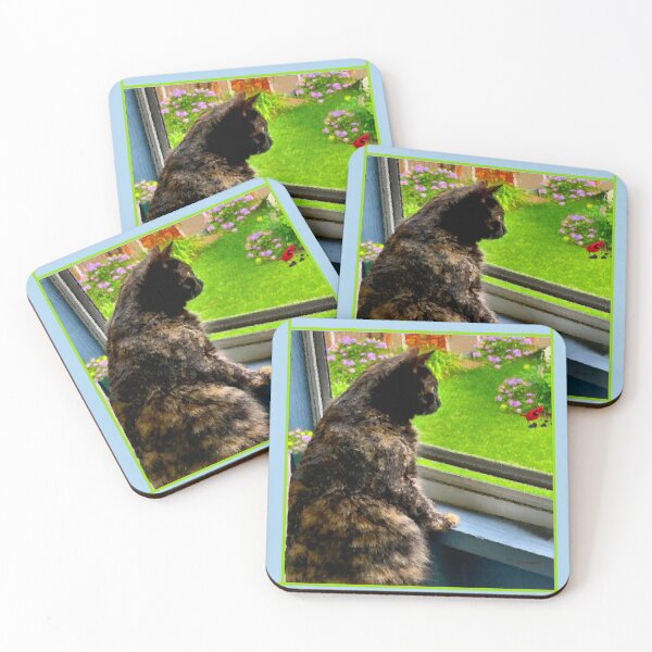 Item preview, Cat Watches Cardinal At Window, brushed art designed and sold by kristalcurt.