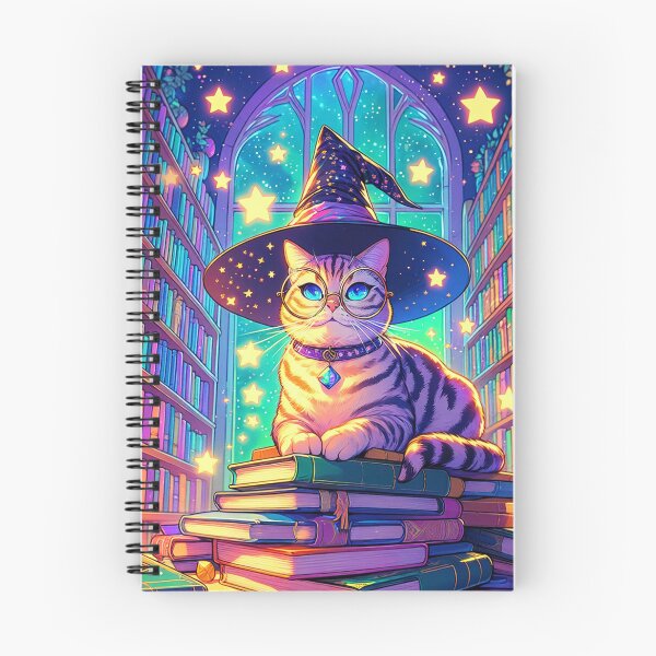Item preview, Anime Witch Cat en una biblioteca de libros designed and sold by BlueGnome.