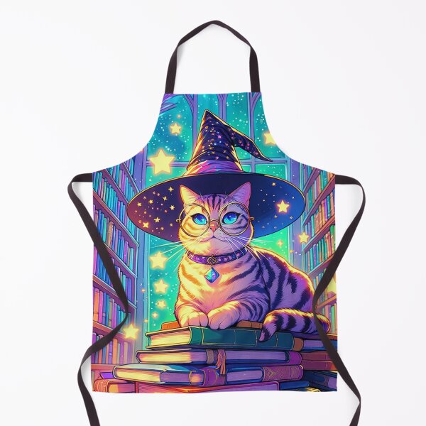 Item preview, Anime Witch Cat in a Library of Books designed and sold by BlueGnome.