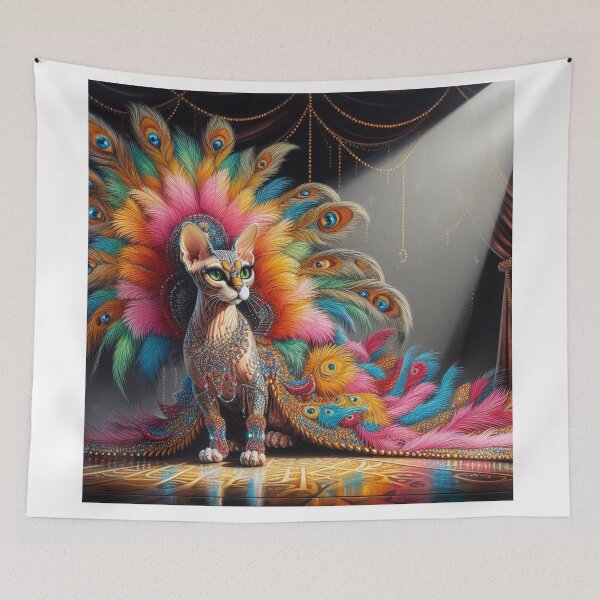 Item preview, feathered cat designed and sold by Elrincondeabi.