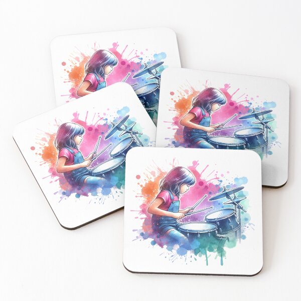 Item preview, Girl Playing Drums Illustration designed and sold by JesNoh.