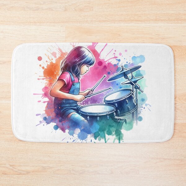 Item preview, Girl Playing Drums Illustration designed and sold by JesNoh.