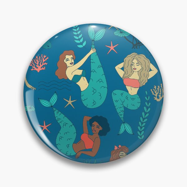 Item preview, multi racial mermaids pattern print designed and sold by Gossip Rag.