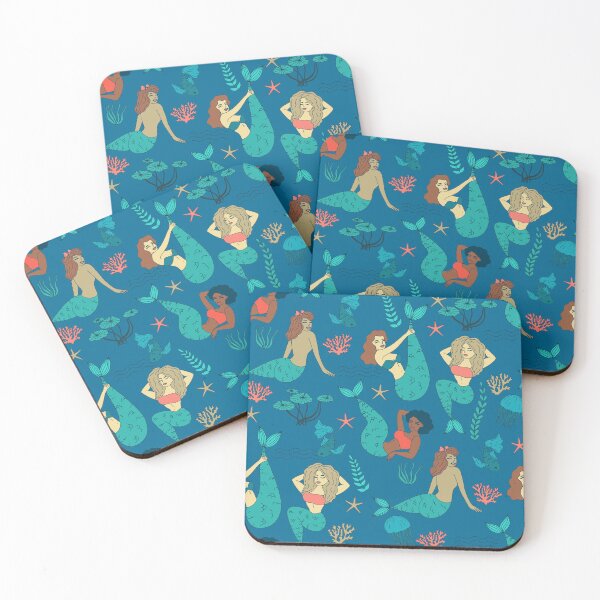 Item preview, multi racial mermaids pattern print designed and sold by Gossip Rag.