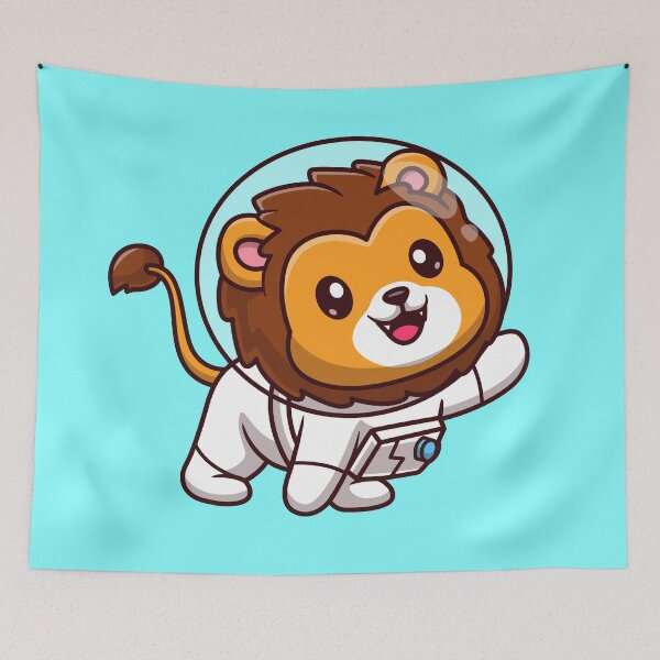 Item preview, Cute Lion Astronaut Cartoon Vector Icon Illustration Animal Science Icon Isolated Flat Vector designed and sold by hjian8219.