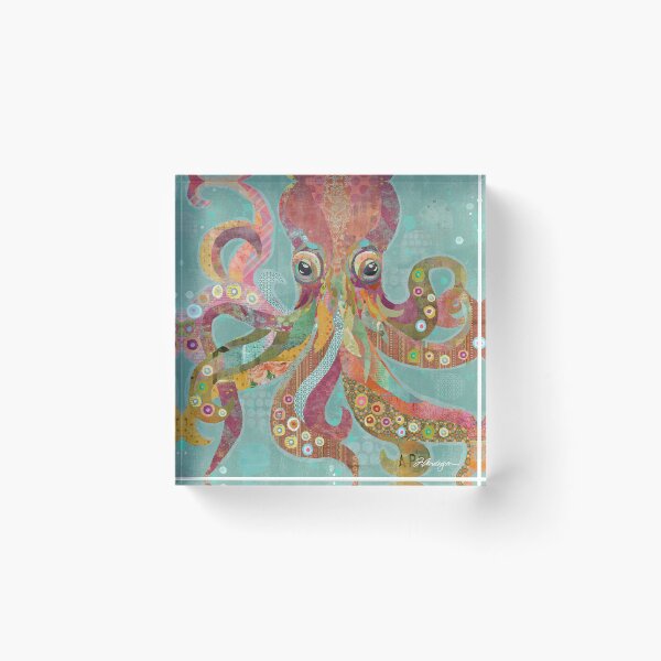 Item preview, Happy and Bright Mixed Media Octopus in the Ocean  designed and sold by traciwithani.