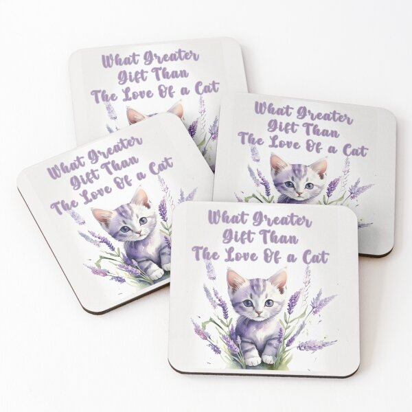Item preview, watercolor lavender adorable kitty quotes designed and sold by La Loca.