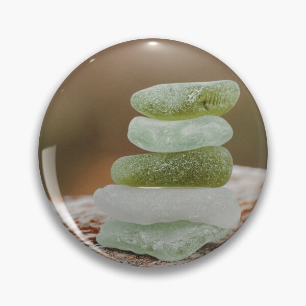 Item preview, Green Sea Glass Stacked On Weathered Beach Wood.  designed and sold by FeatherfallSTU.