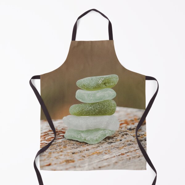 Item preview, Green Sea Glass Stacked On Weathered Beach Wood. designed and sold by FeatherfallSTU.