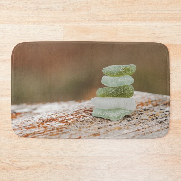 Item preview, Green Sea Glass Stacked On Weathered Beach Wood.  designed and sold by FeatherfallSTU.