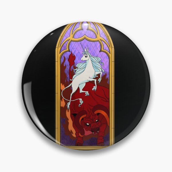 Item preview, The Last Unicorn stained glass Lady Amalthea Red Bull designed and sold by StrangeBootique.