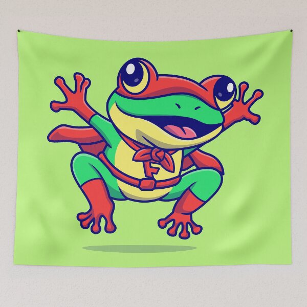 Item preview, Cute Frog Super Hero Cartoon Vector Icon designed and sold by hjian8219.