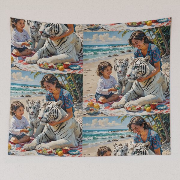 Item preview, White Tiger Beach Paradise  designed and sold by IvaRenee.
