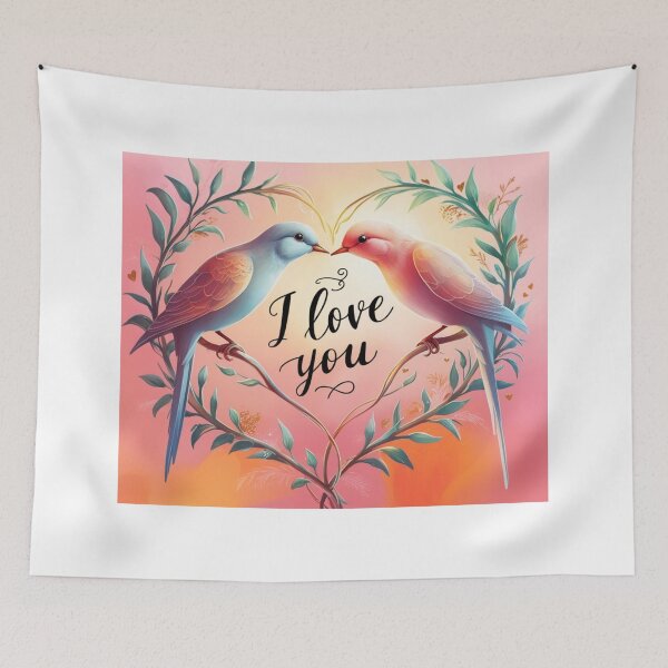 Item preview, Romantic Birds on a Tree Branch - Air Brush Illustration designed and sold by eprojetoas.
