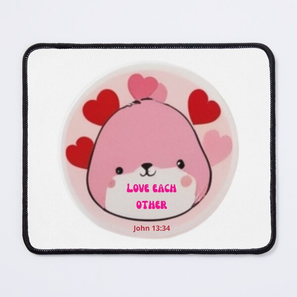 Item preview, Bear with Hearts, Inspirational Christian Design: "Love One Another" - John 13:34 Bible Verse designed and sold by mileysamir7.