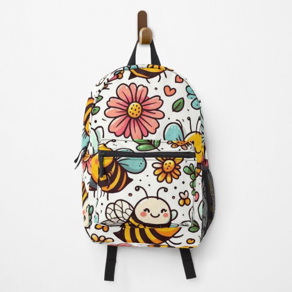 Item preview, Bees and flowers doodles pattern designed and sold by FLATVAC STICKER.