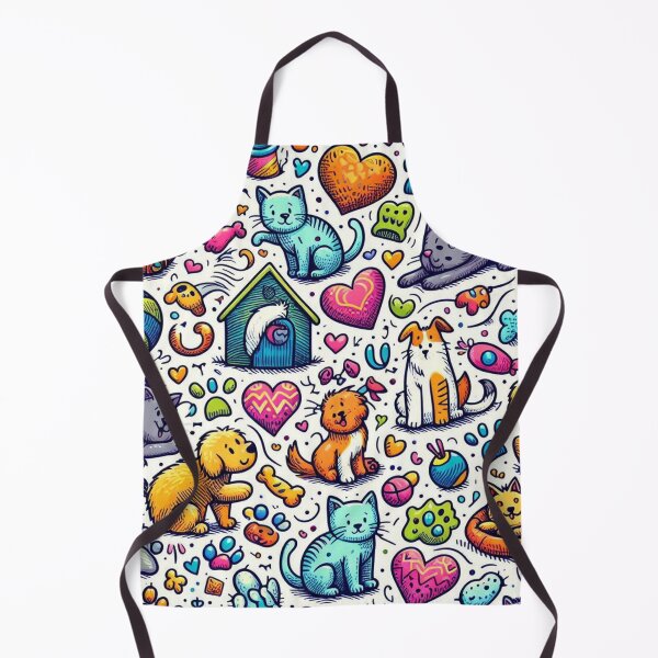Item preview, Cats and dogs doodles pattern designed and sold by FLATVAC STICKER.