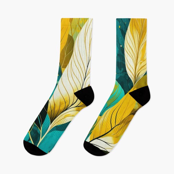 Item preview, Modern Gold And Teal Nordic Leaves  designed and sold by celartinspire.