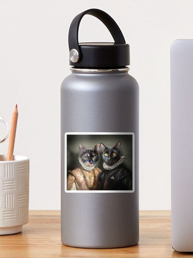Thumbnail 1 of 3, Sticker, Cat Portrait - Albert and Mary designed and sold by carpo17.