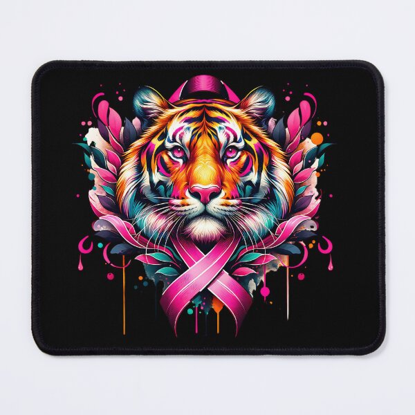 Item preview, Vibrant Tiger with Breast Cancer Awareness Pink Ribbon designed and sold by Taans-Creation.