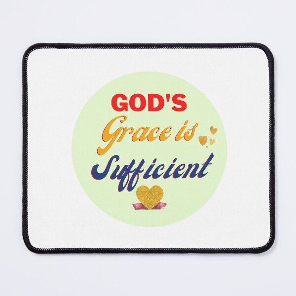Item preview, God's Grace is Sufficient - Inspirational Bible Verse (2 Corinthians 12:9) Golden Heart, Uplifting Spiritual Message designed and sold by mileysamir7.