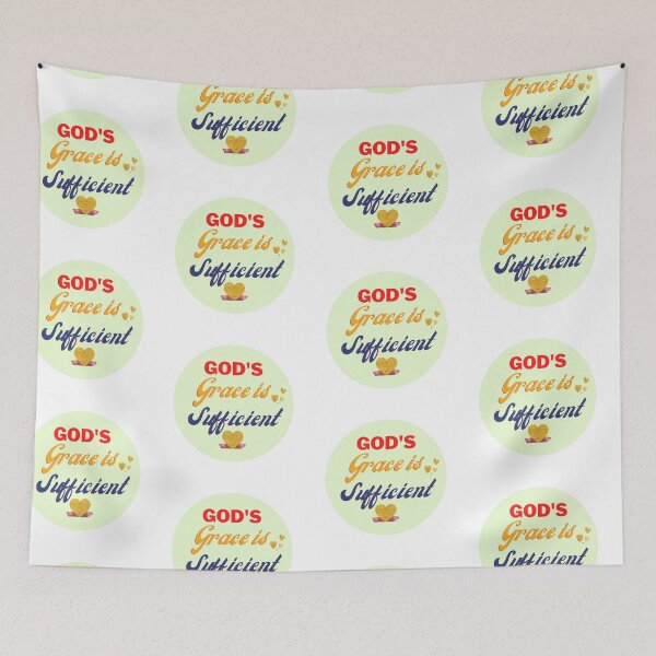 Item preview, God's Grace is Sufficient - Inspirational Bible Verse (2 Corinthians 12:9) Golden Heart, Uplifting Spiritual Message designed and sold by mileysamir7.
