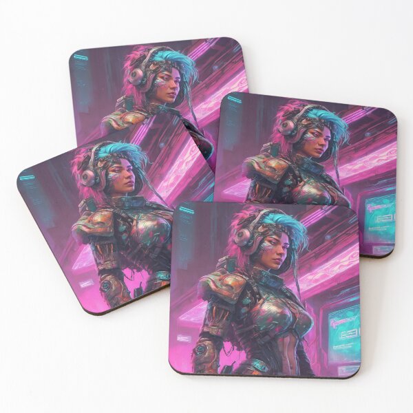 Item preview, Cyberpunk Warrior in Neon Cityscape designed and sold by Thaivi Design.