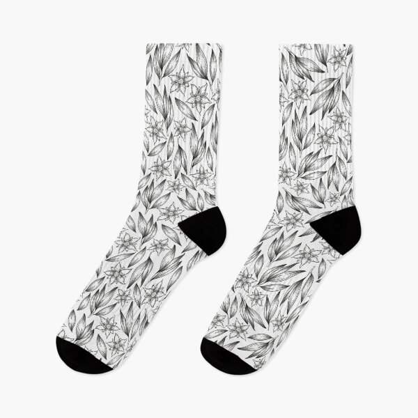 Item preview, Monochrome flowers, branches and leaves pattern designed and sold by DarianaArt.