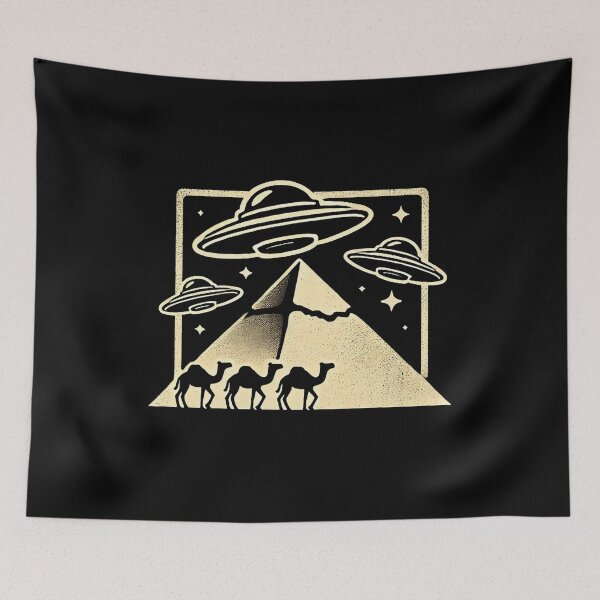 Item preview, Vintage Pyramid Camels and UFOs Alien Believer Cryptid Lover Design designed and sold by PantatKiller.